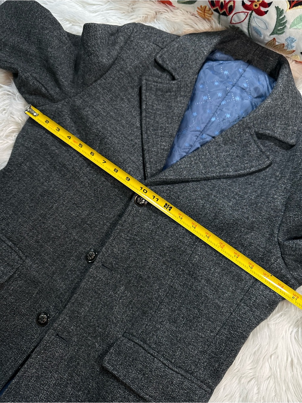Jingpinfushi • Men’s Charcoal Grey Long Wool Blend Peacoat - Picture 10 of 16